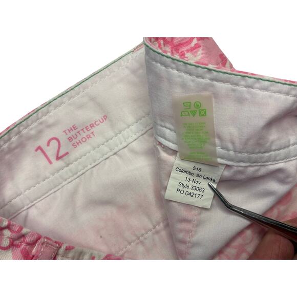 Lilly‎ Pulitzer Buttercup Shorts She's a Fox Pink 12 Scalloped Cottage Chic - Picture 3 of 11